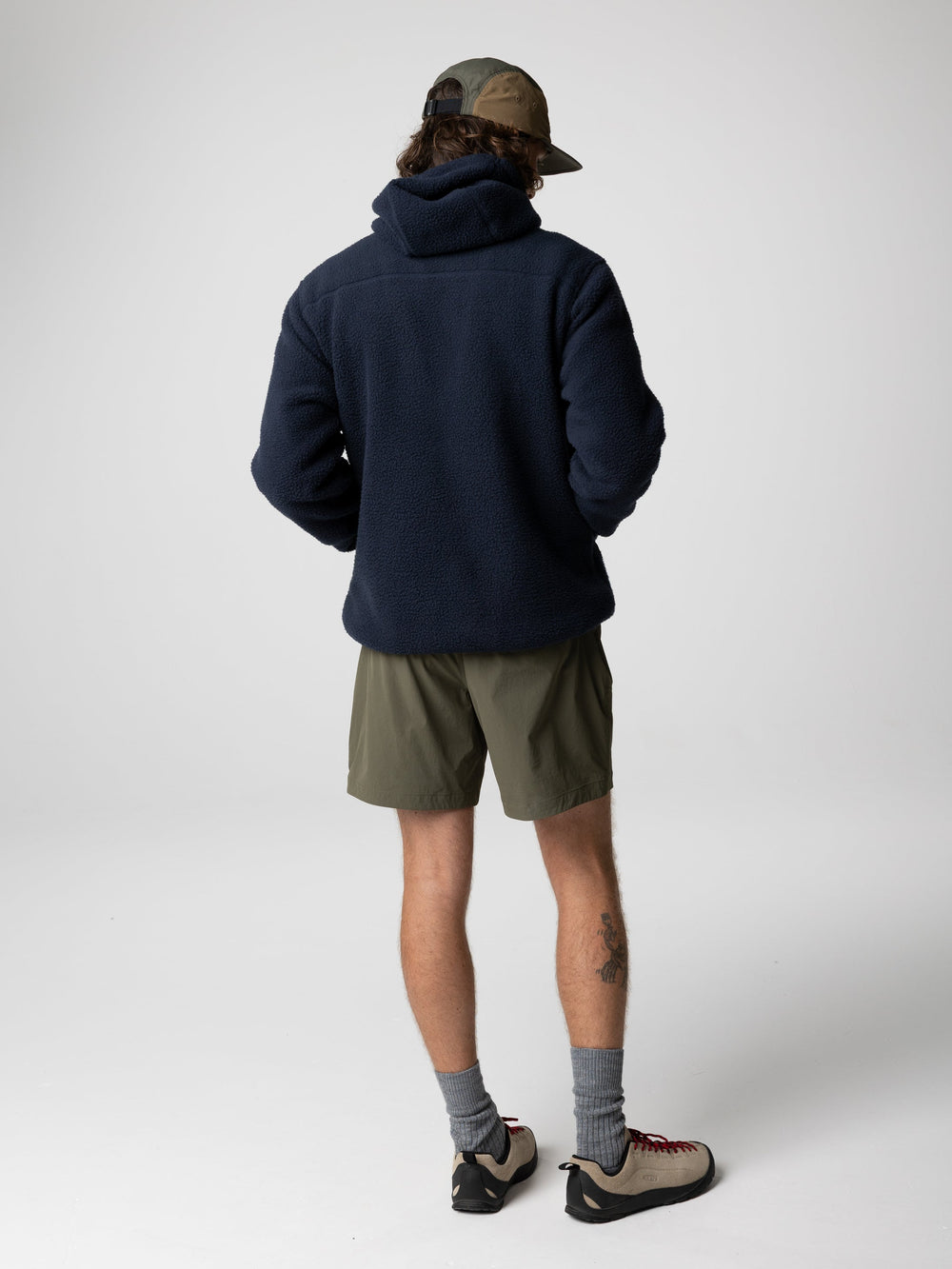 Men Recycled Fleece Hoodie in Navy - Bolster