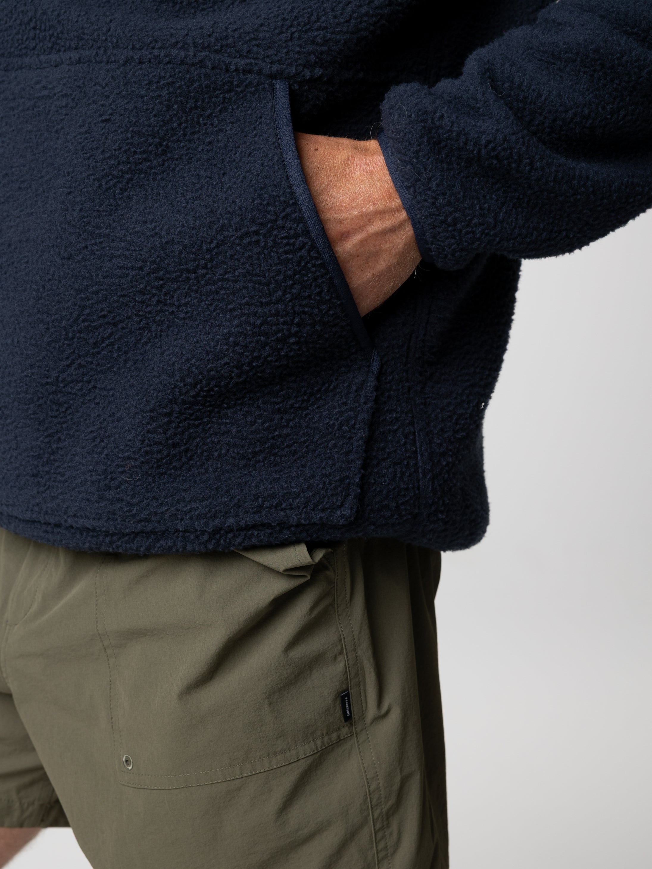 Men Recycled Fleece Hoodie in Navy - Bolster
