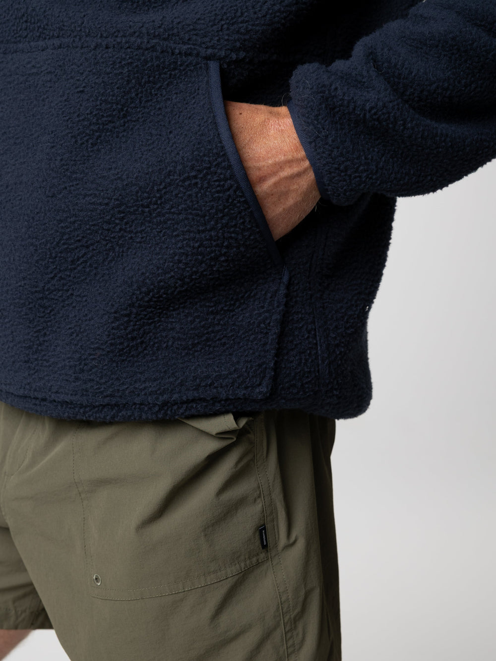 Men Recycled Fleece Hoodie in Navy - Bolster