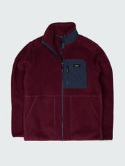 Men Recycled Fleece Jacket in Plum/Navy - Bolster