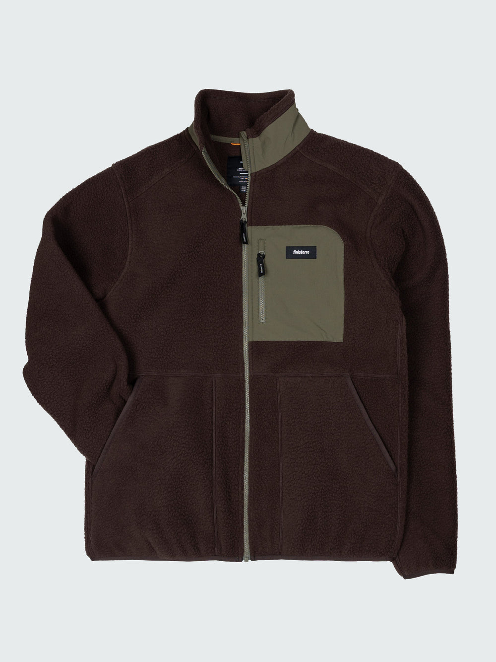 Men Recycled Fleece Jacket in Brown/Olive - Bolster