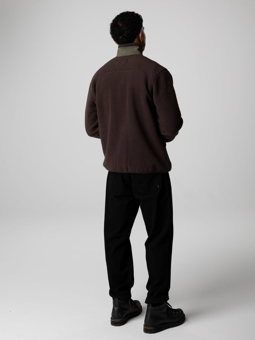 Men Recycled Fleece Jacket in Brown/Olive - Bolster