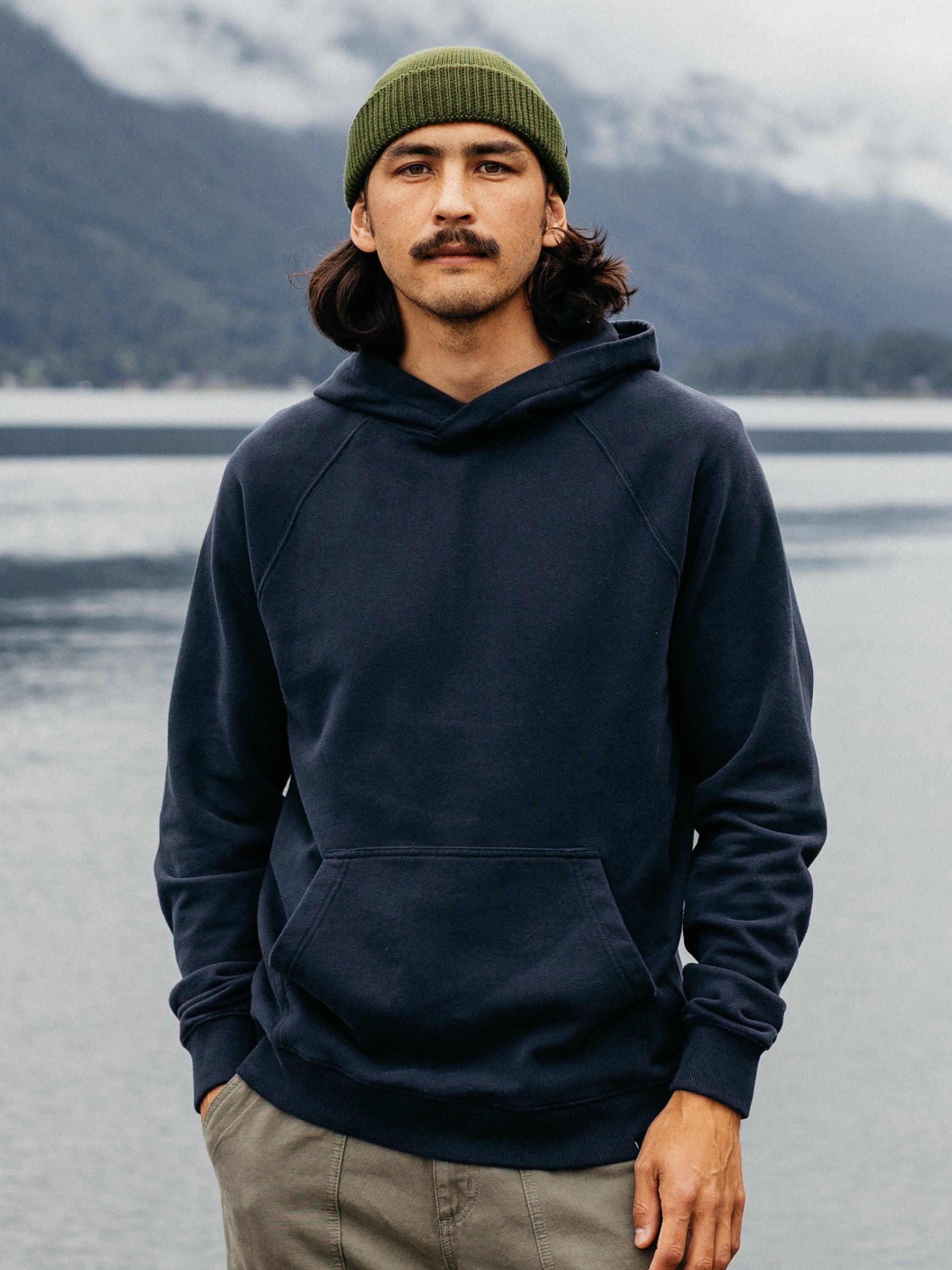 Men Organic Cotton Hoodie in Navy - Coho