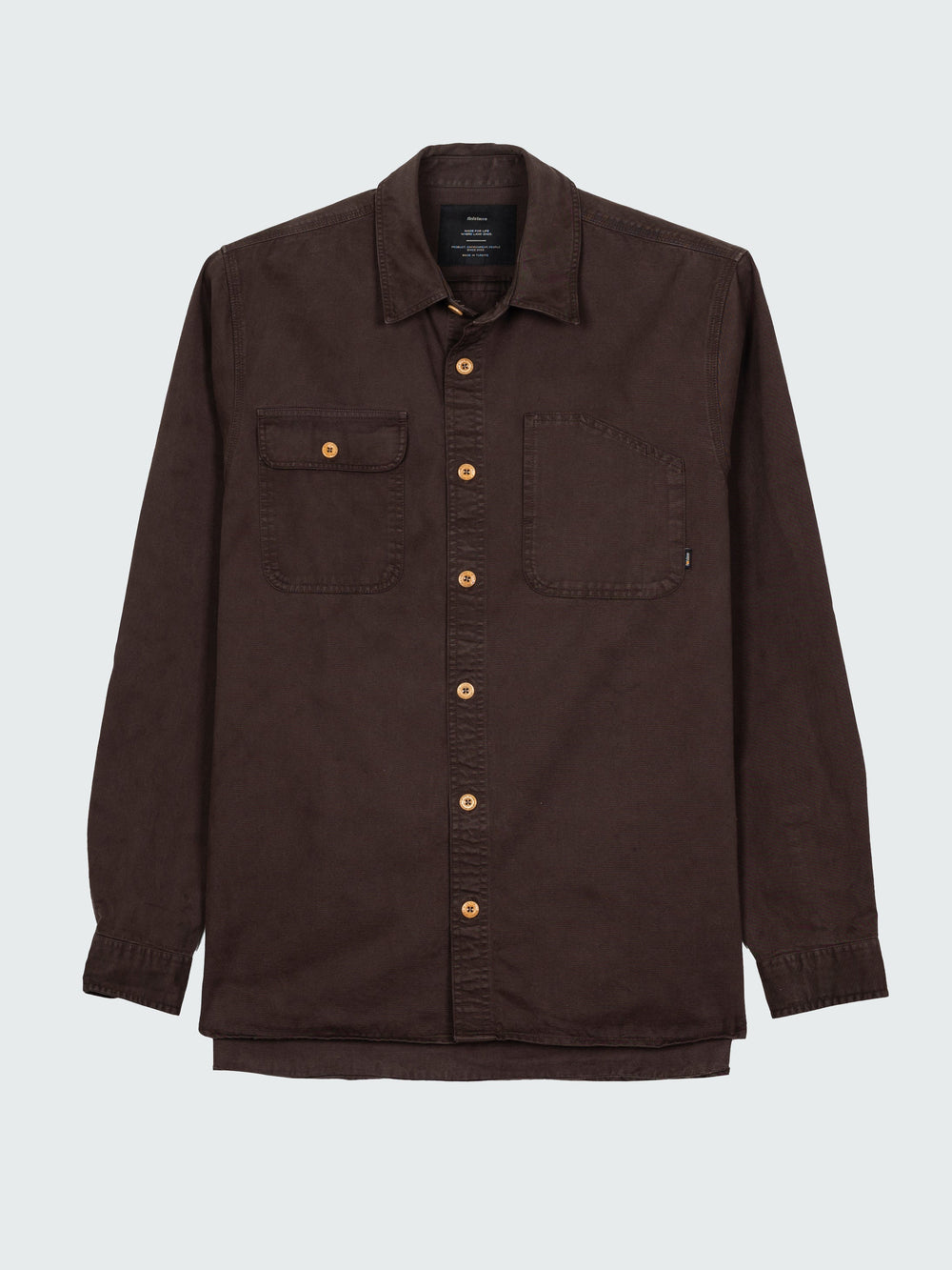 Men Organic Cotton Shirt in Brown - Eddystone