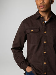 Men Organic Cotton Shirt in Brown - Eddystone