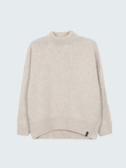 Women Wool Crew Neck Jumper in Oatmeal - Eyre