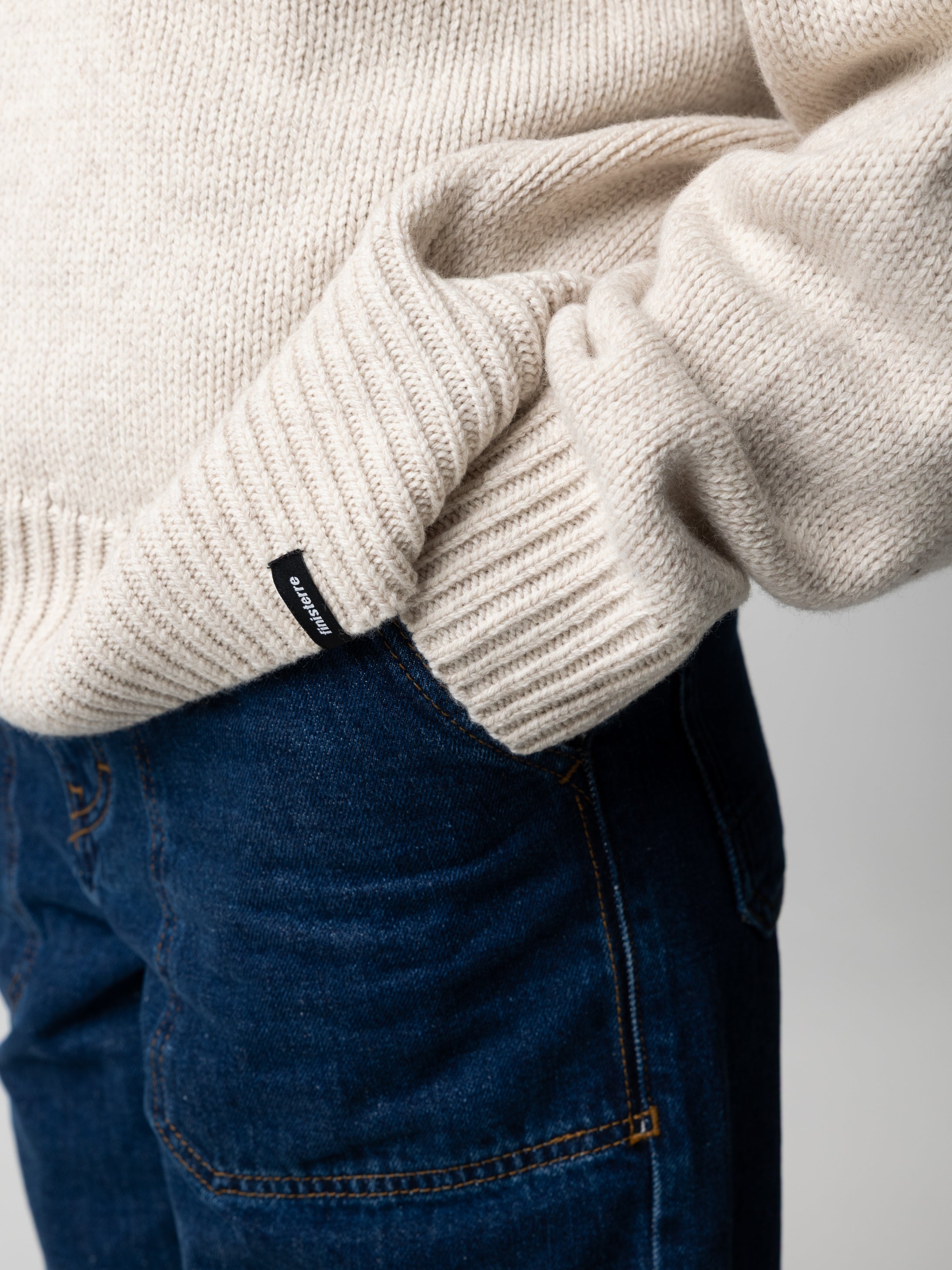 Women Wool Crew Neck Jumper in Oatmeal - Eyre