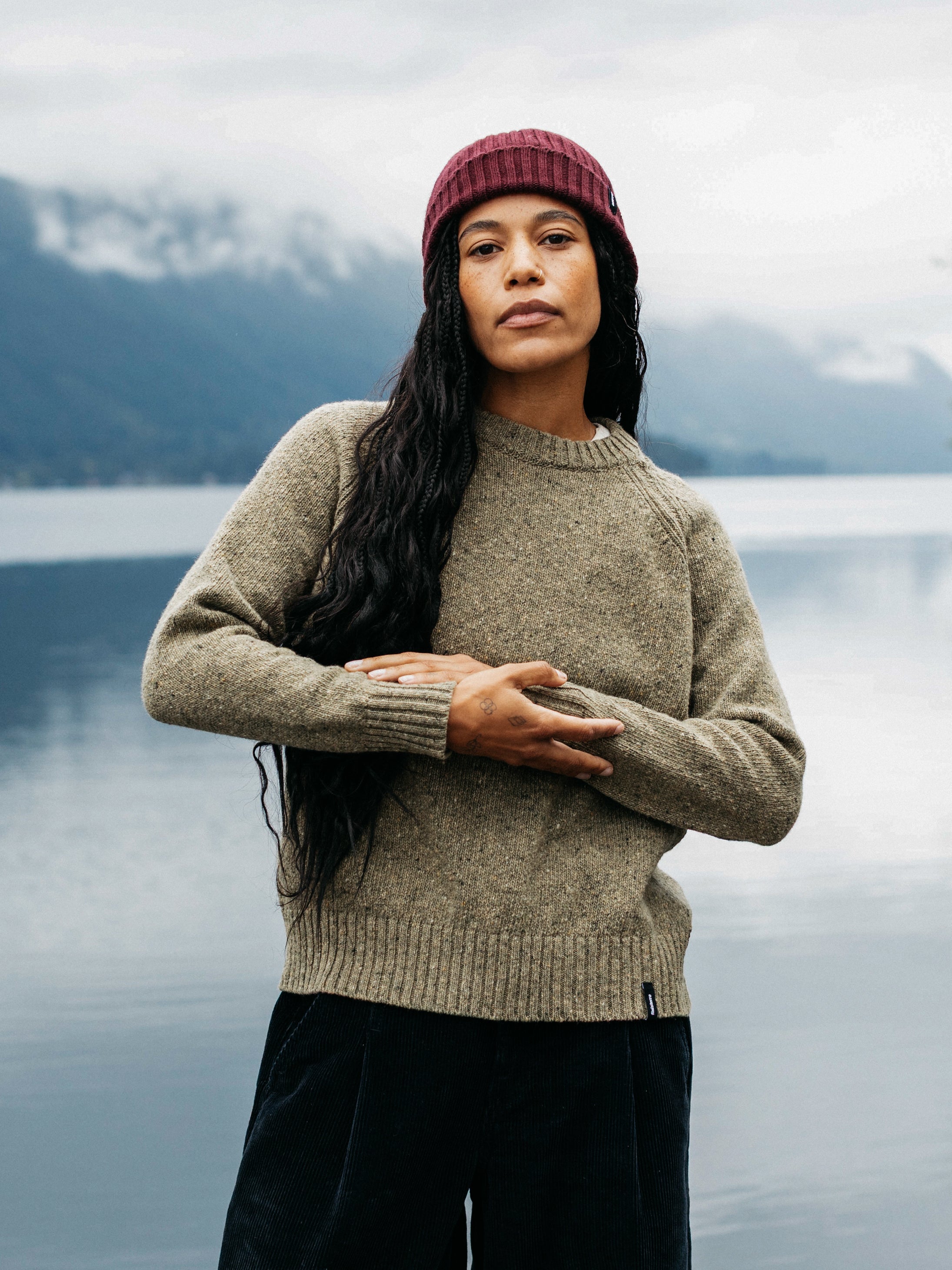 Women Merino Crew Knit Jumper in Seagrass - Farne