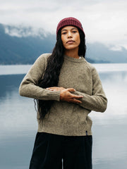 Women Merino Crew Knit Jumper in Seagrass - Farne