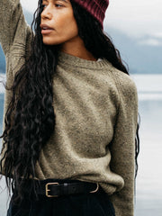 Women Merino Crew Knit Jumper in Seagrass - Farne