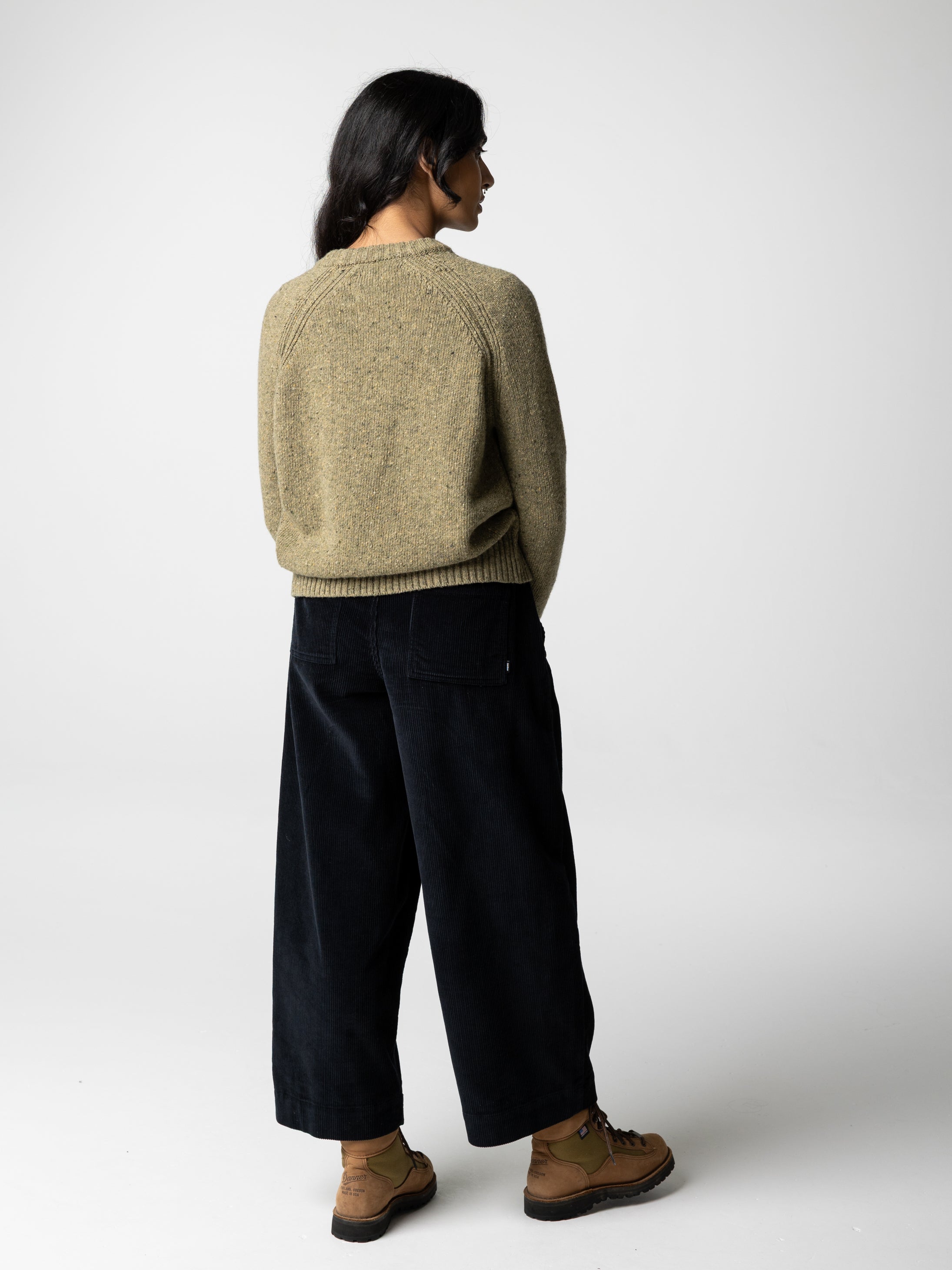 Women Merino Crew Knit Jumper in Seagrass - Farne