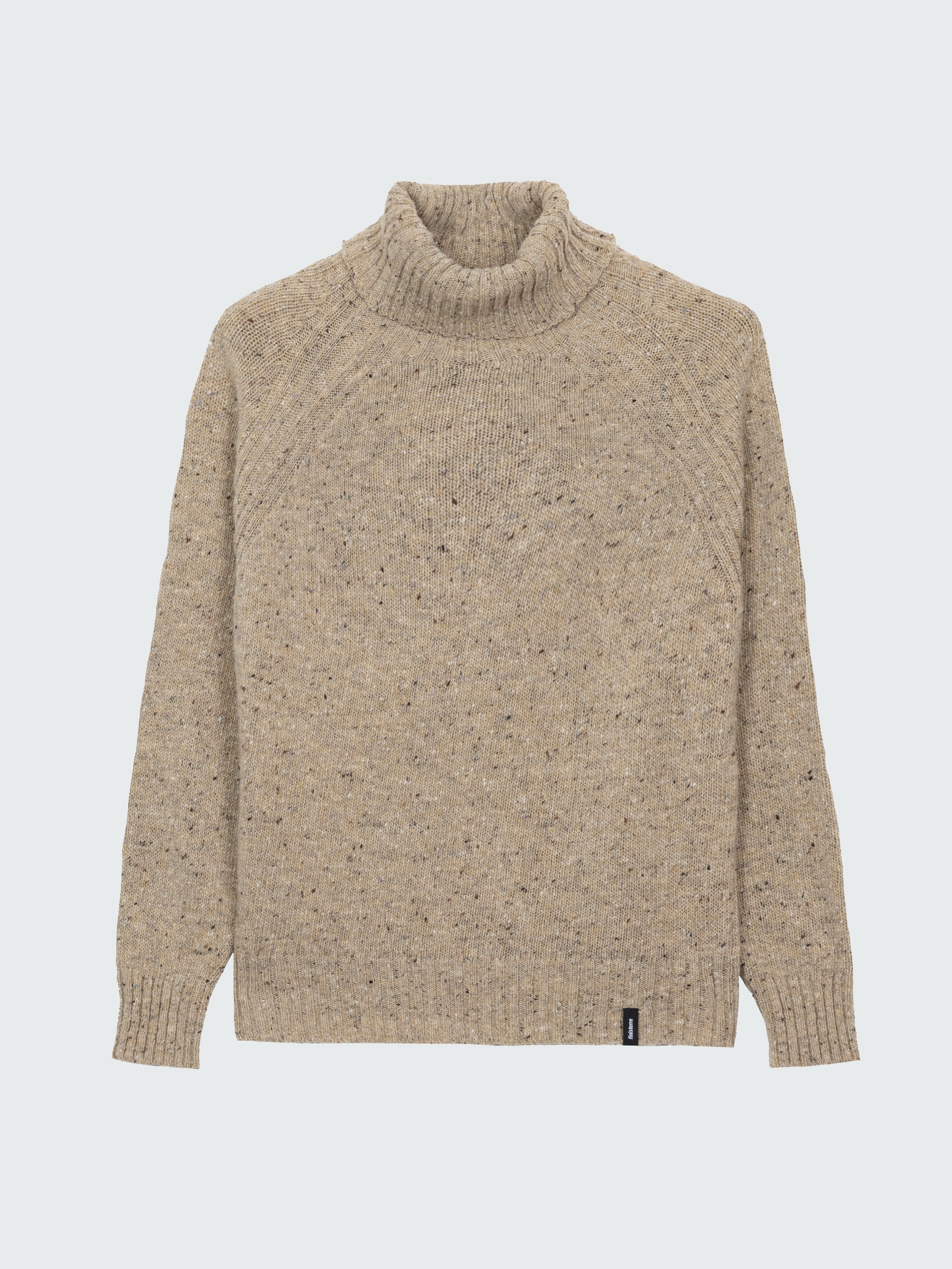 Women Wool Roll Neck Knit Jumper in Oatmeal - Farne
