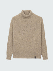 Women Wool Roll Neck Knit Jumper in Oatmeal - Farne