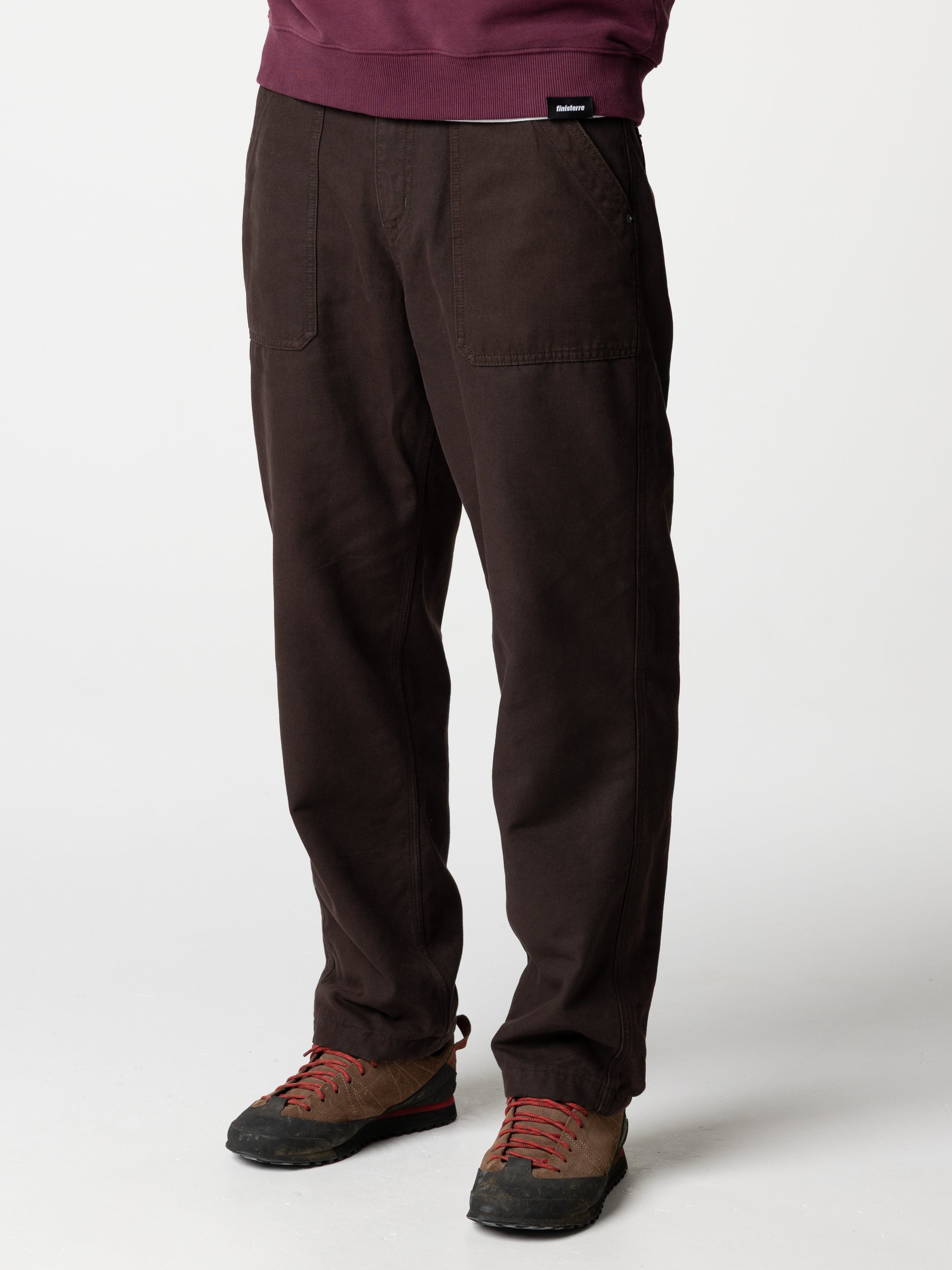 Men Organic Cotton Flannel Lined Trousers in Brown