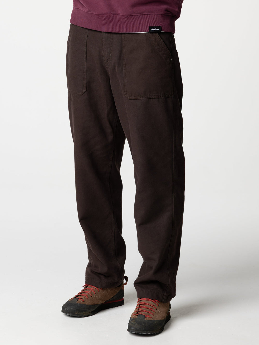 Men Organic Cotton Flannel Lined Trousers in Brown