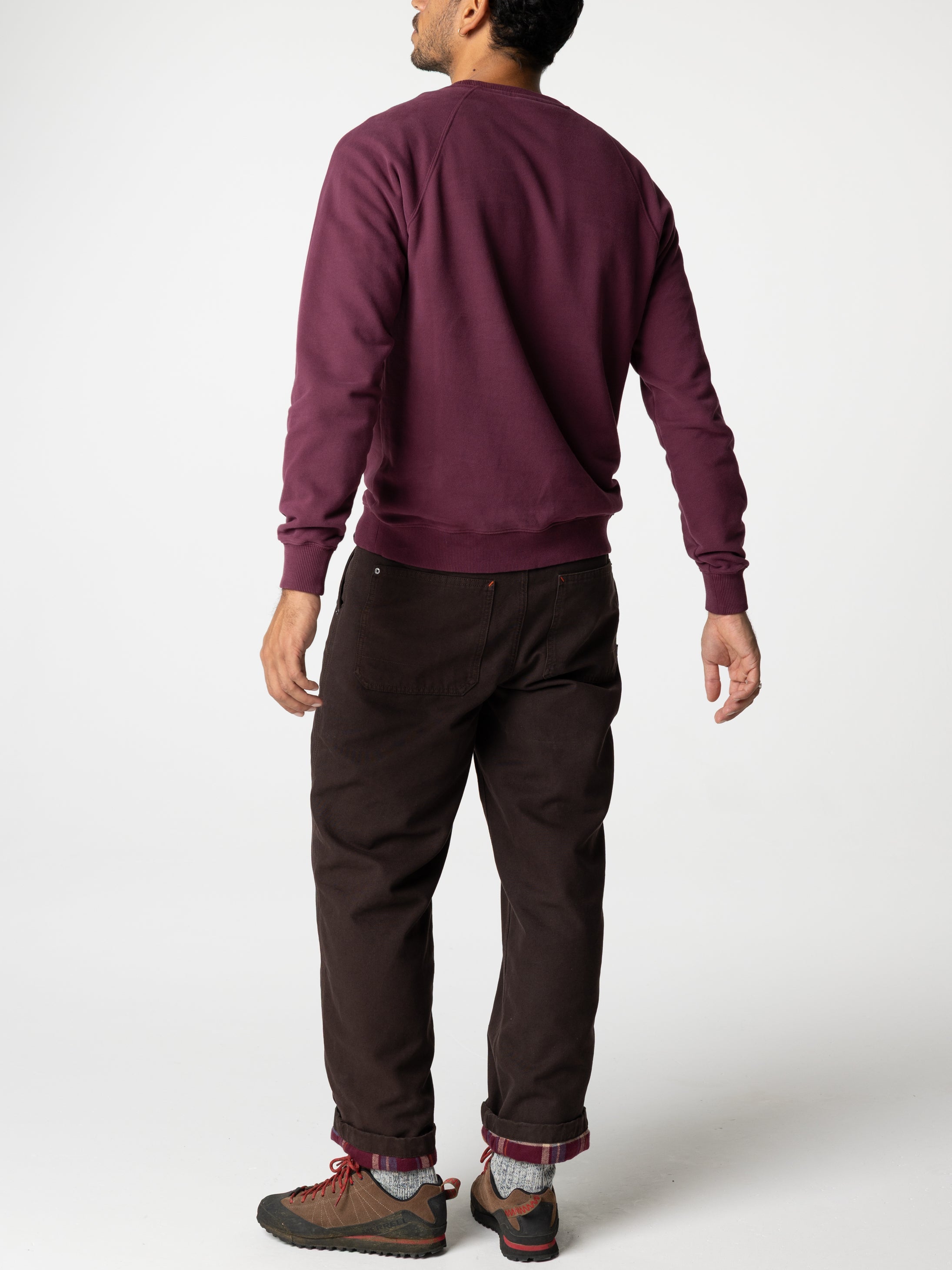 Men Organic Cotton Flannel Lined Trousers in Brown