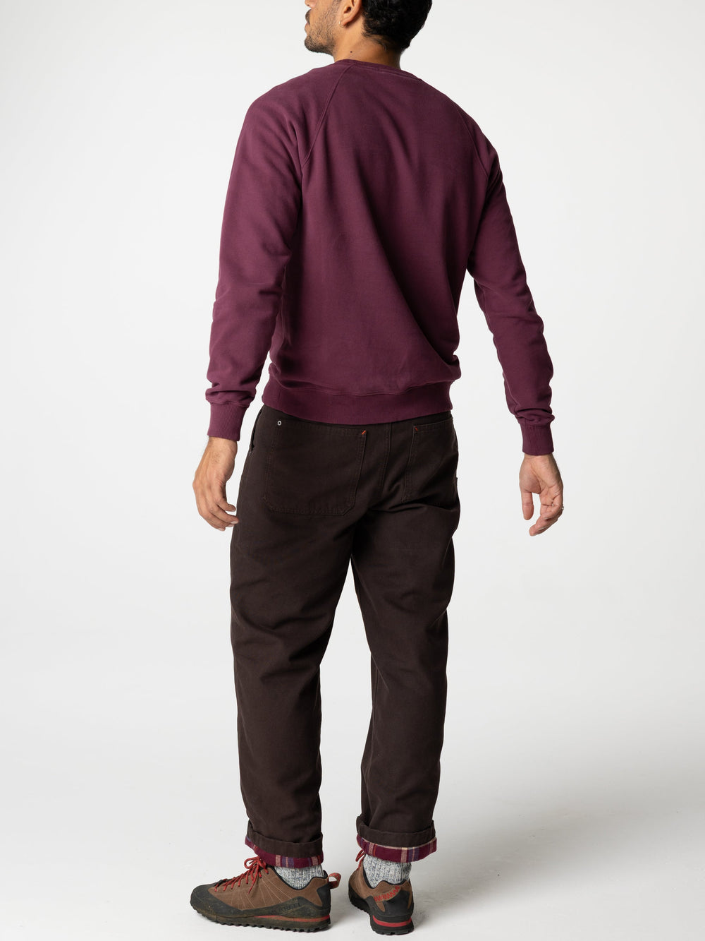 Men Organic Cotton Flannel Lined Trousers in Brown
