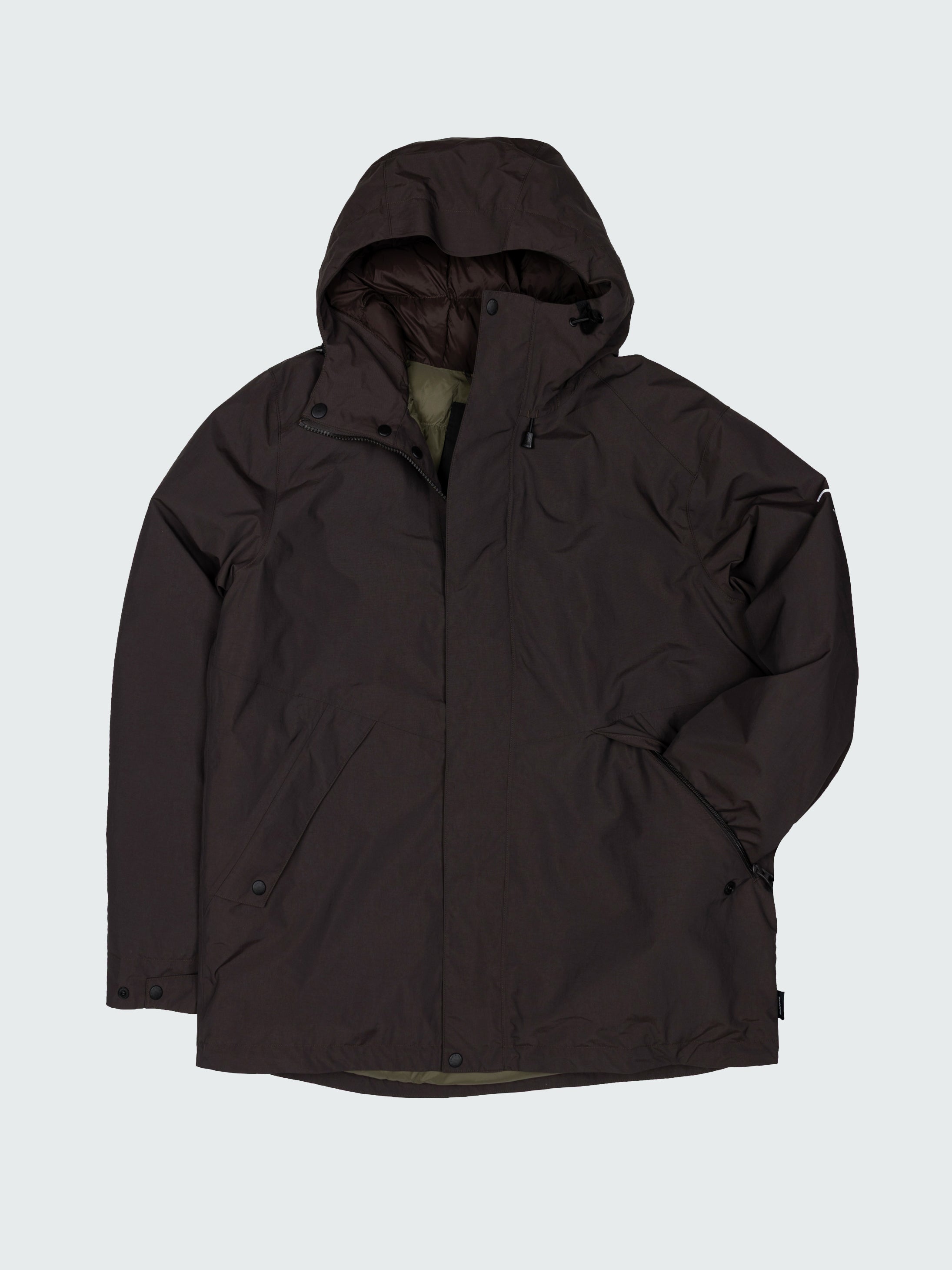 Men Recycled Waterproof Jacket in Burnt Umber - Forth