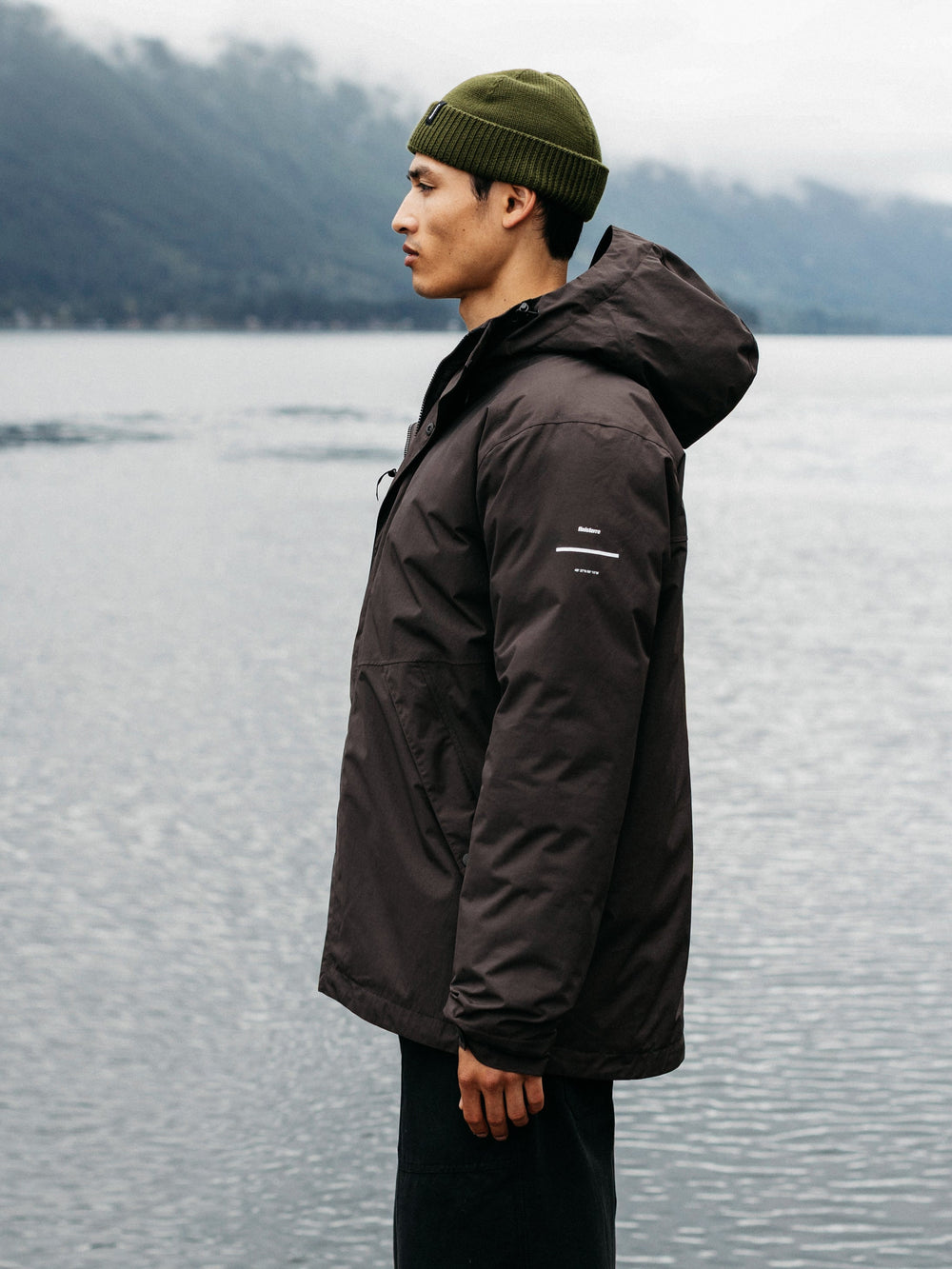 Men Recycled Waterproof Jacket in Burnt Umber - Forth
