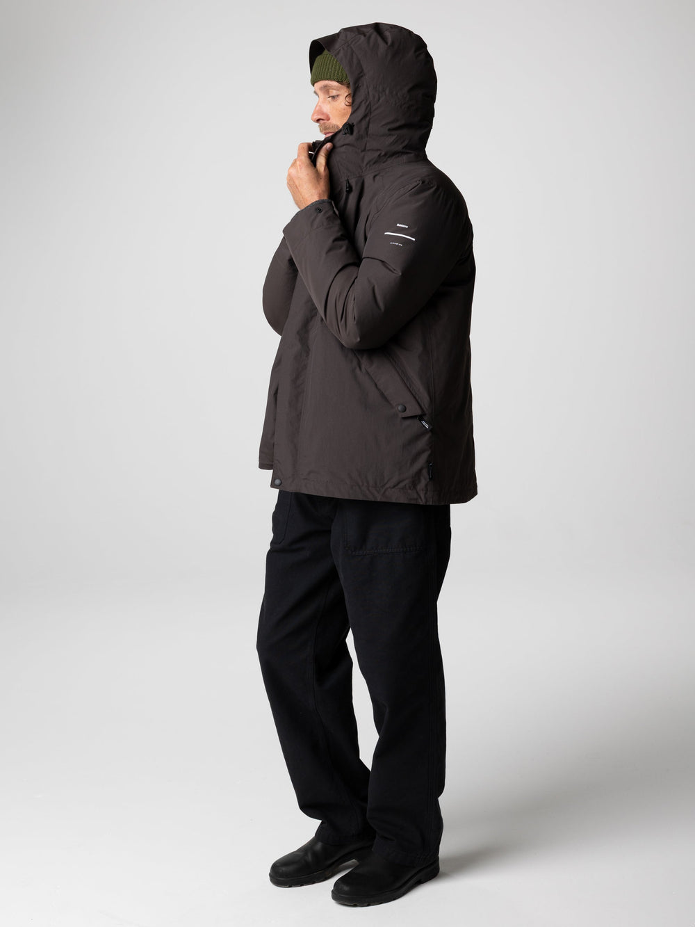 Men Recycled Waterproof Jacket in Burnt Umber - Forth