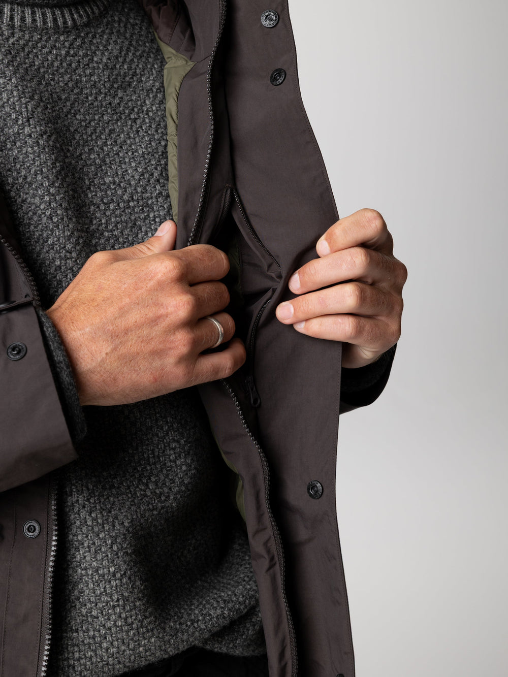 Men Recycled Waterproof Jacket in Burnt Umber - Forth
