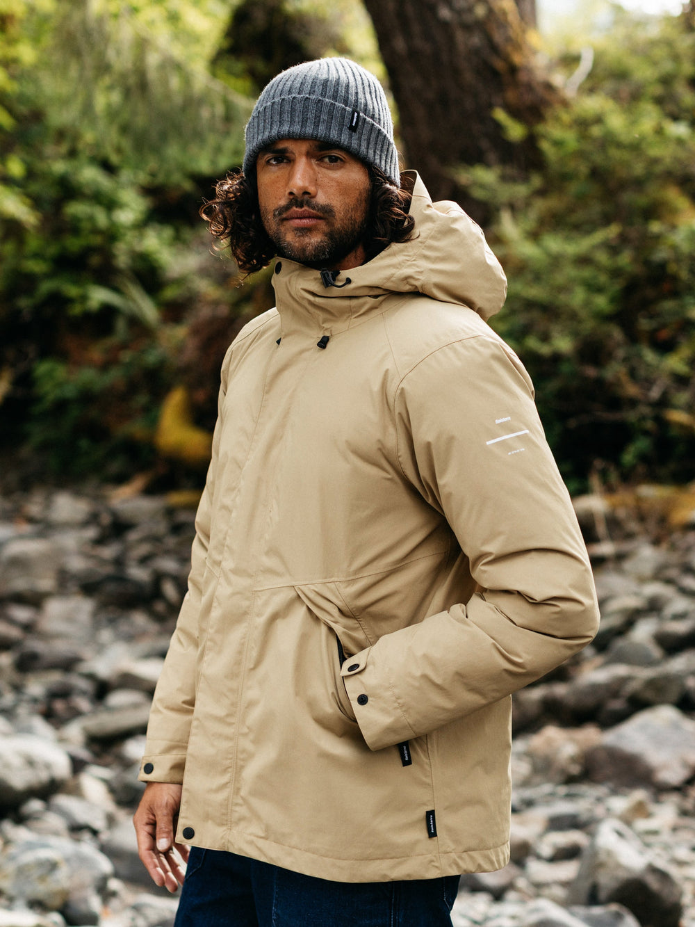Men Recycled Waterproof Jacket in Flint
