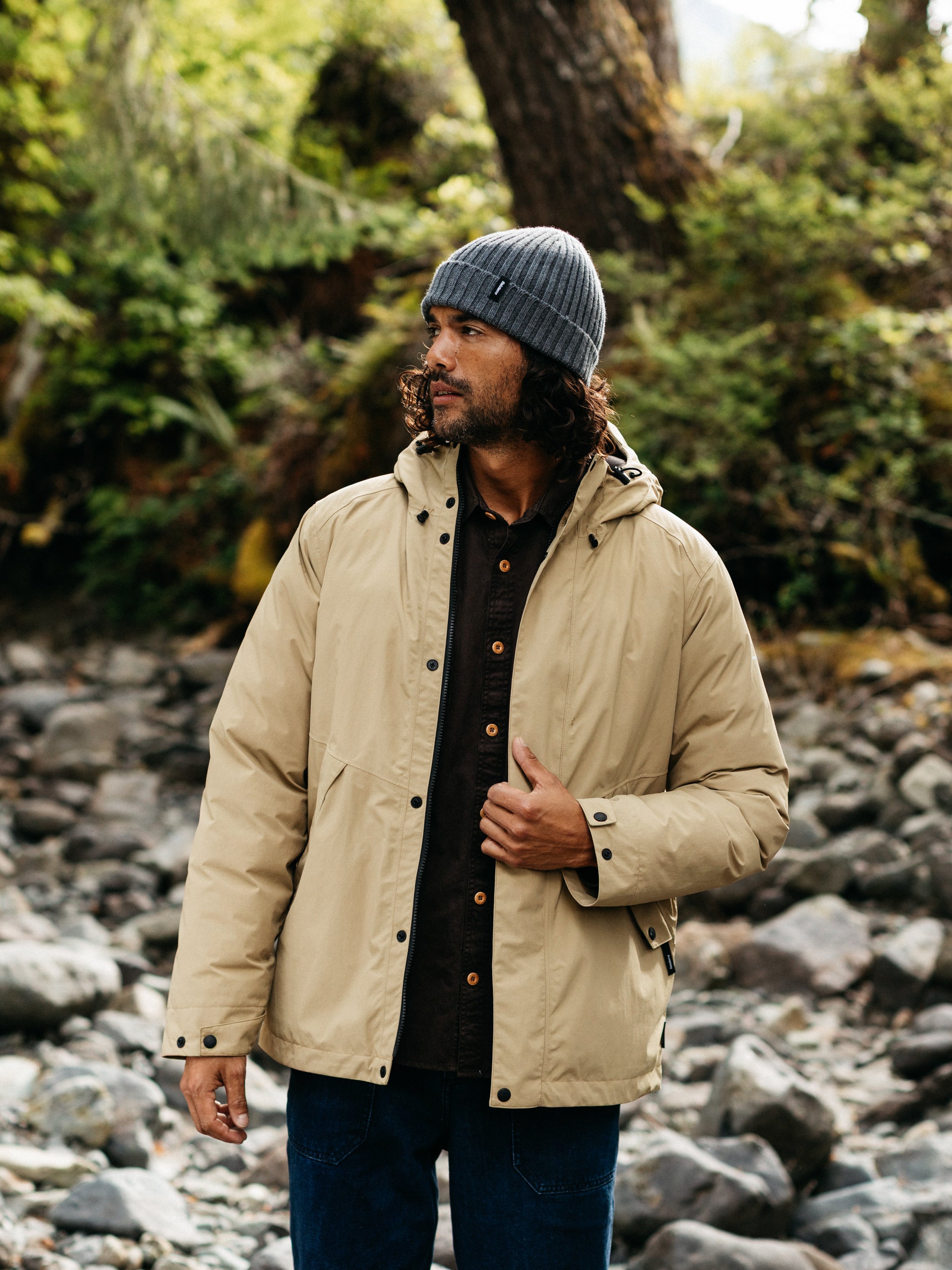 Men Recycled Waterproof Jacket in Flint