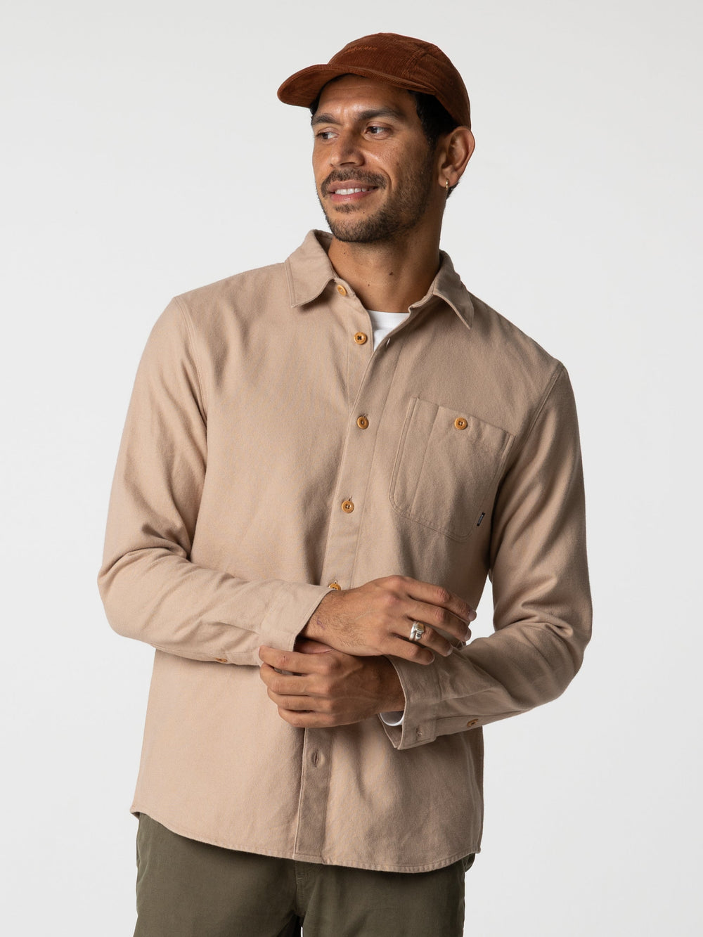Men Organic Cotton Shirt in Taupe - Gylly
