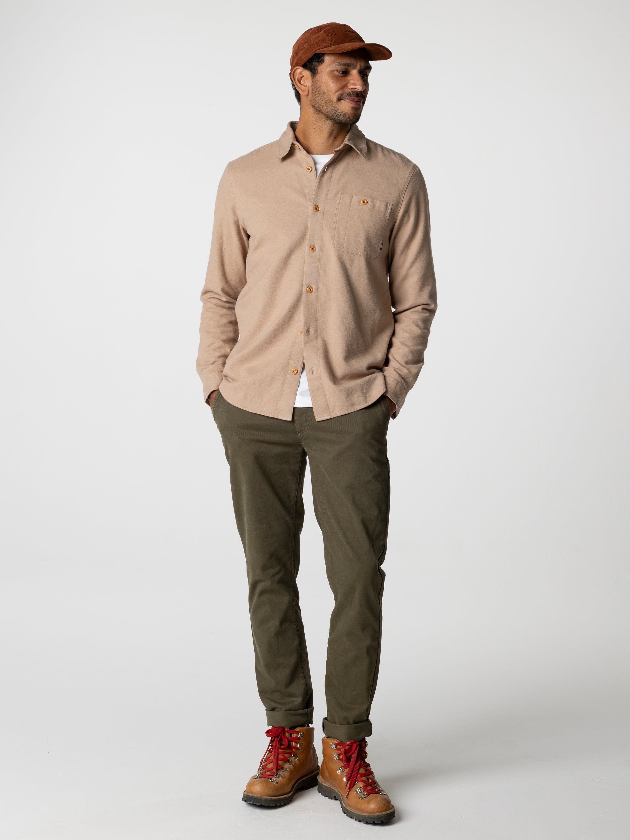 Men Organic Cotton Shirt in Taupe - Gylly