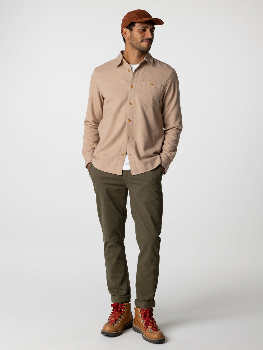 Men Organic Cotton Shirt in Taupe - Gylly