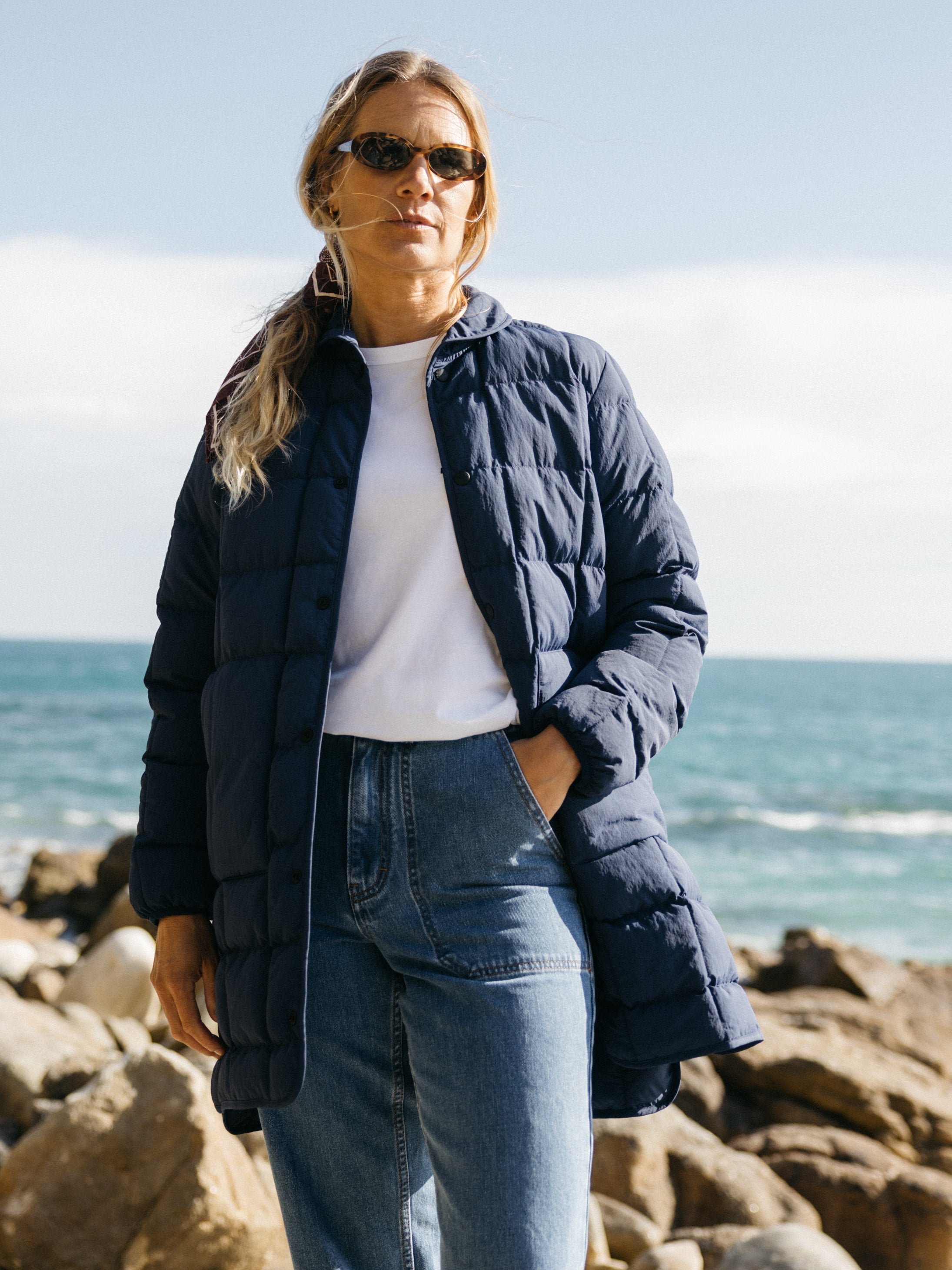 Women Recycled Insulated Coat in Blue - Lapwing