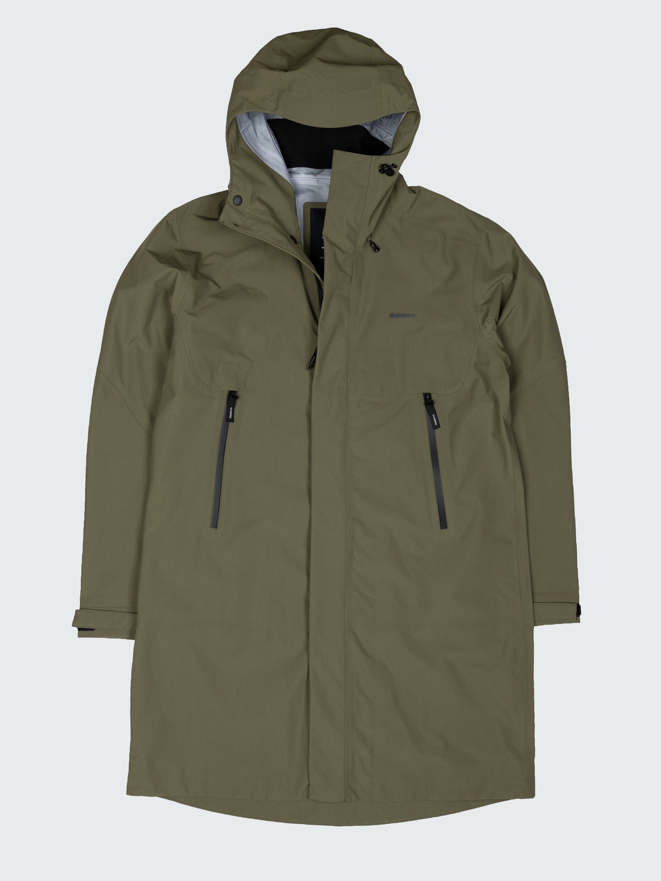 Men Recycled Longline Waterproof in Olive