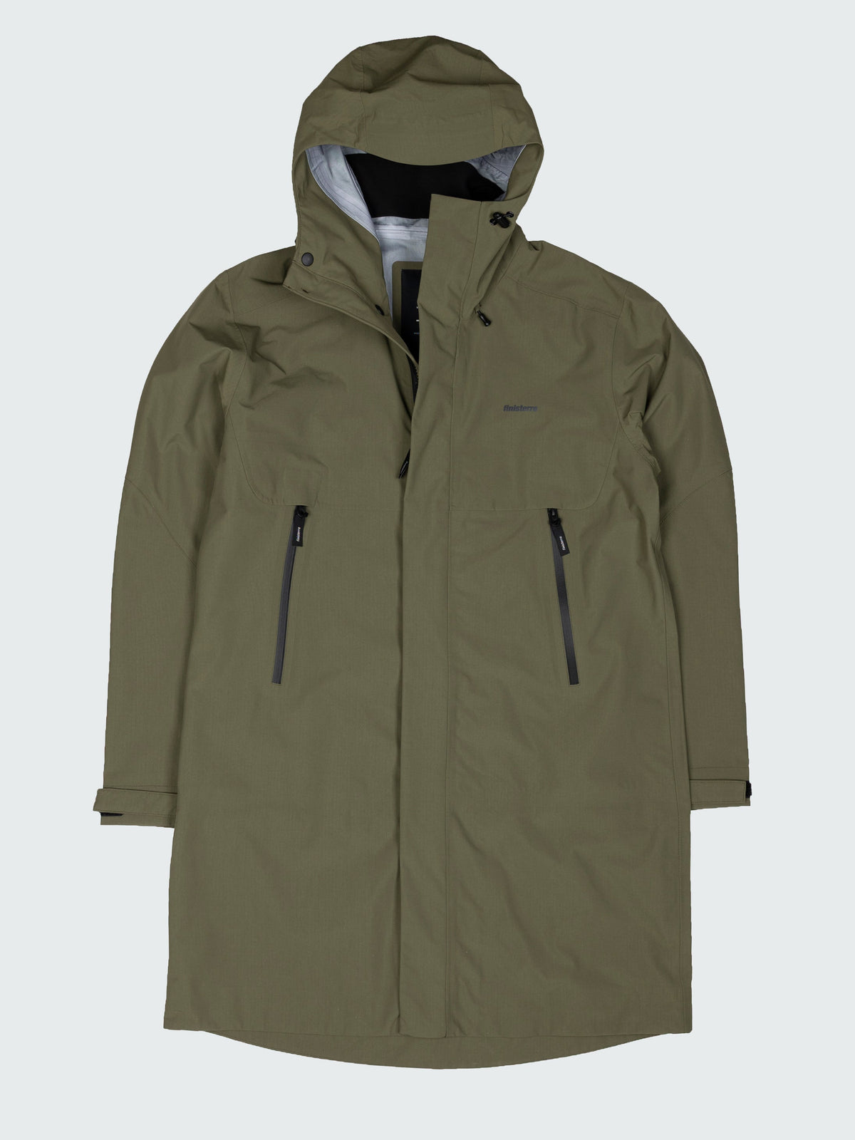 Men Recycled Longline Waterproof in Olive