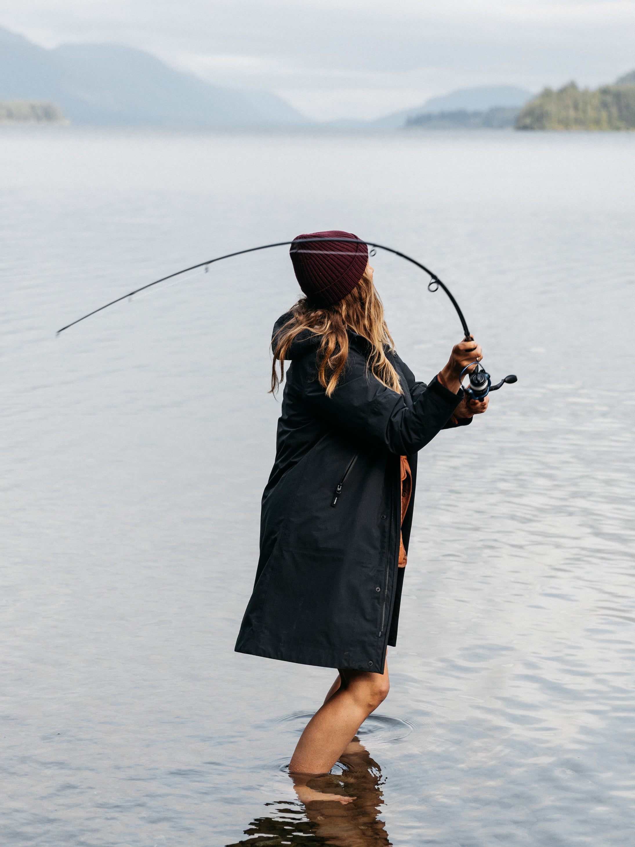 Women Longline Waterproof in Black - Stormbird