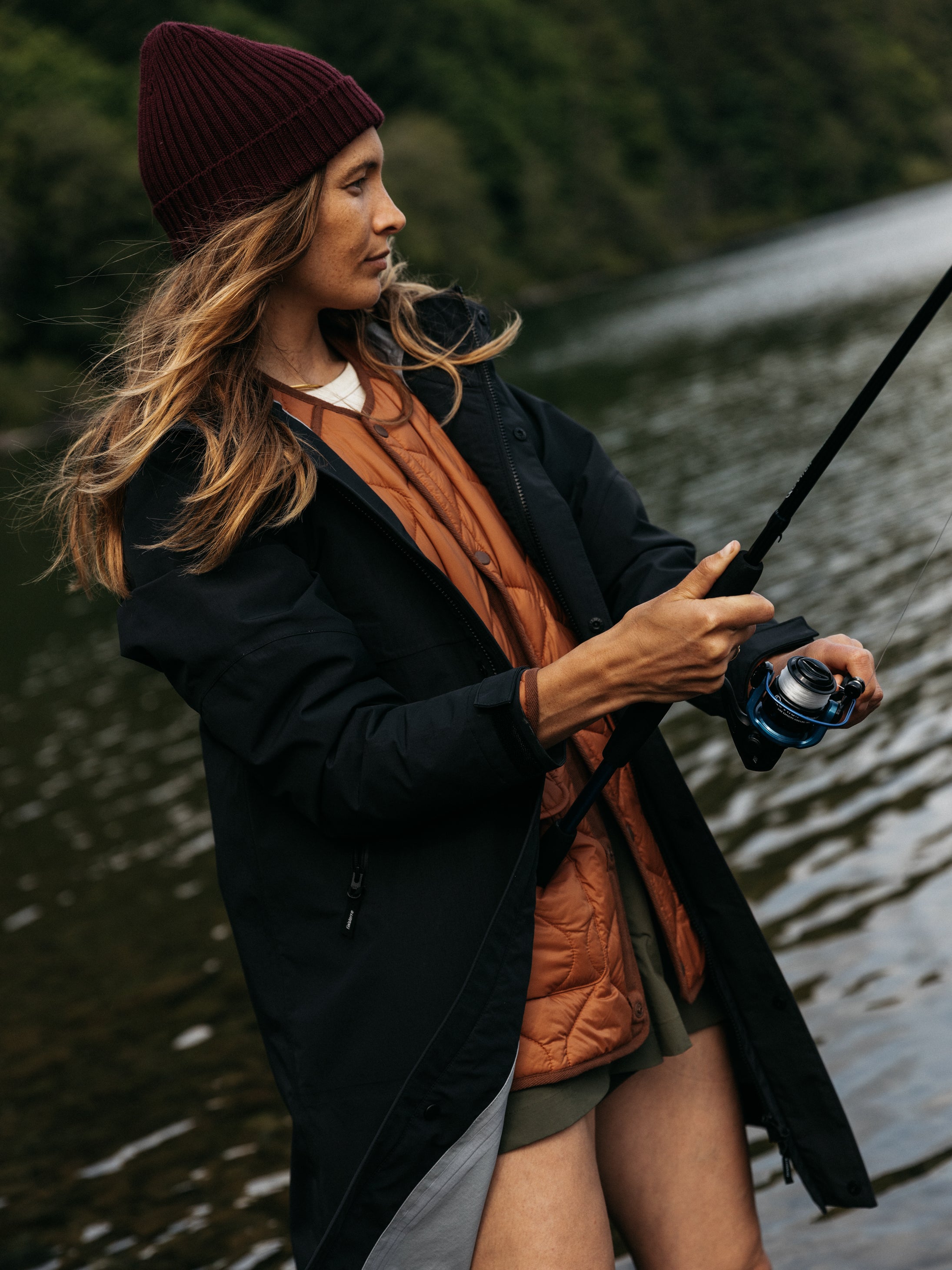 Women Longline Waterproof in Black - Stormbird