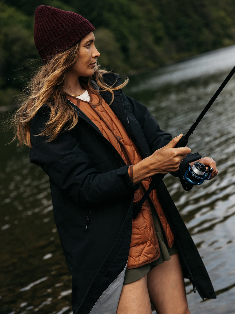 Women Longline Waterproof in Black - Stormbird