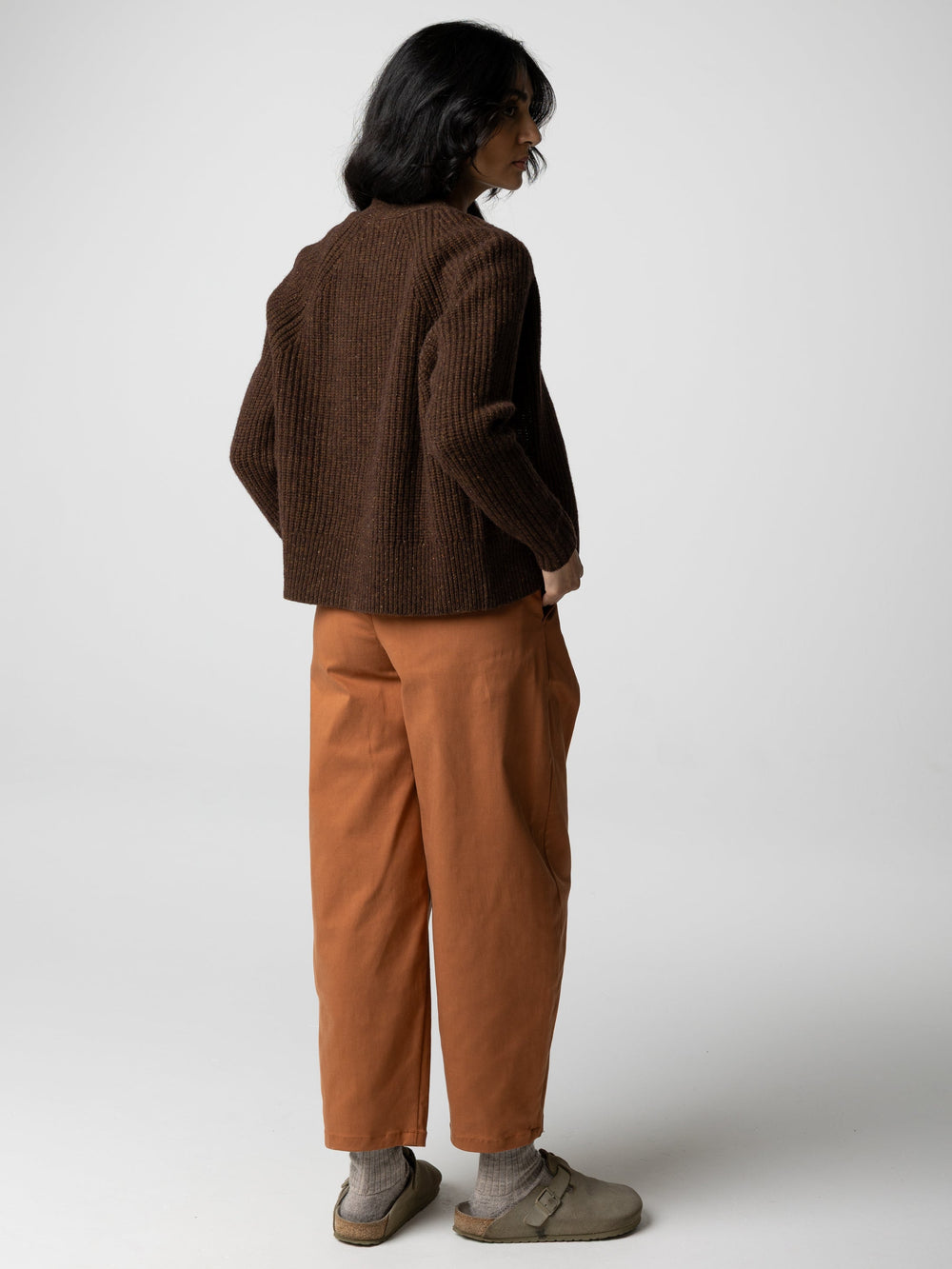 Women Wool Knit Cardigan in Brown - Mora