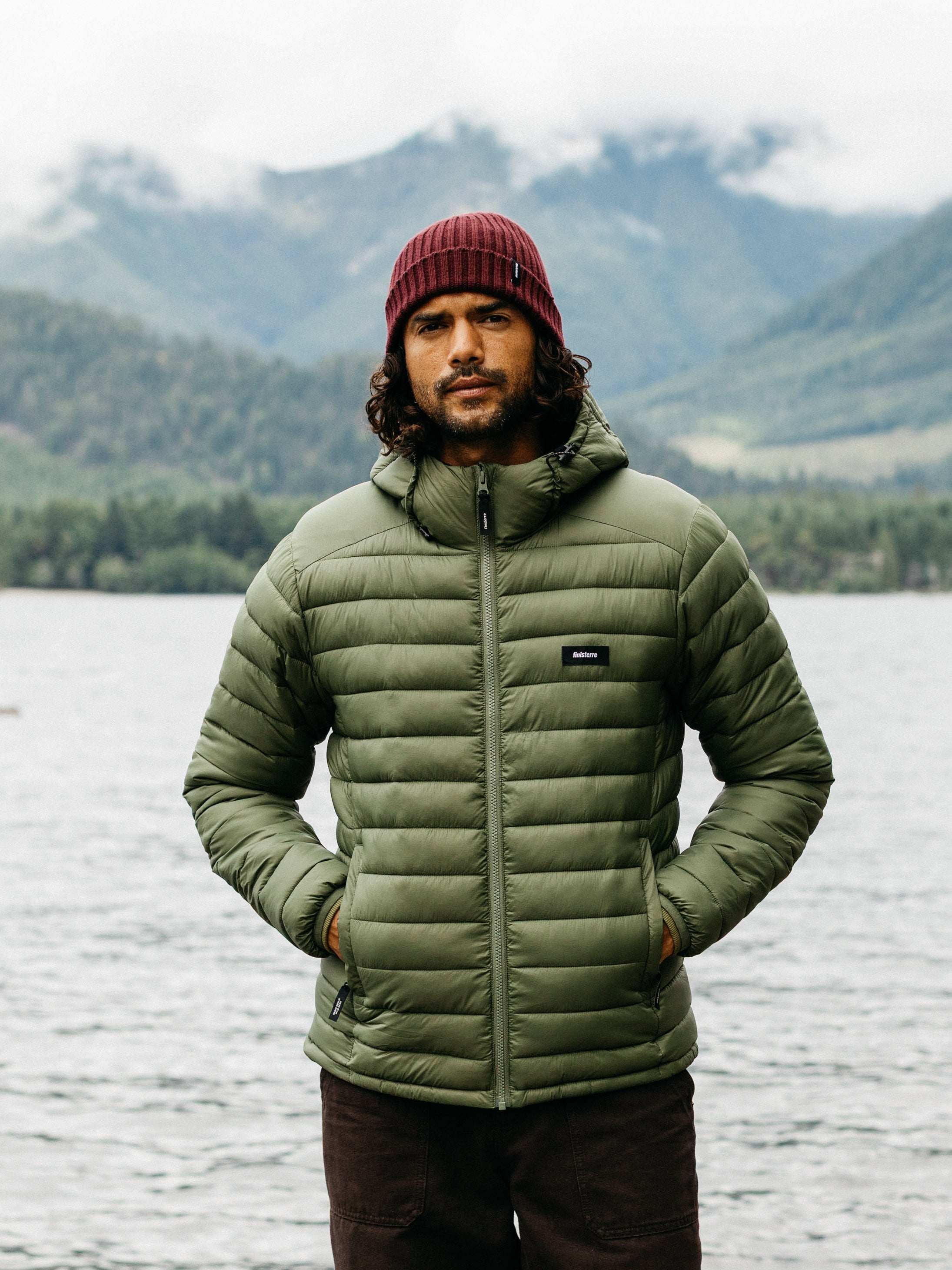 Men Recycled Hooded Jacket in Seagrass - Nimbus
