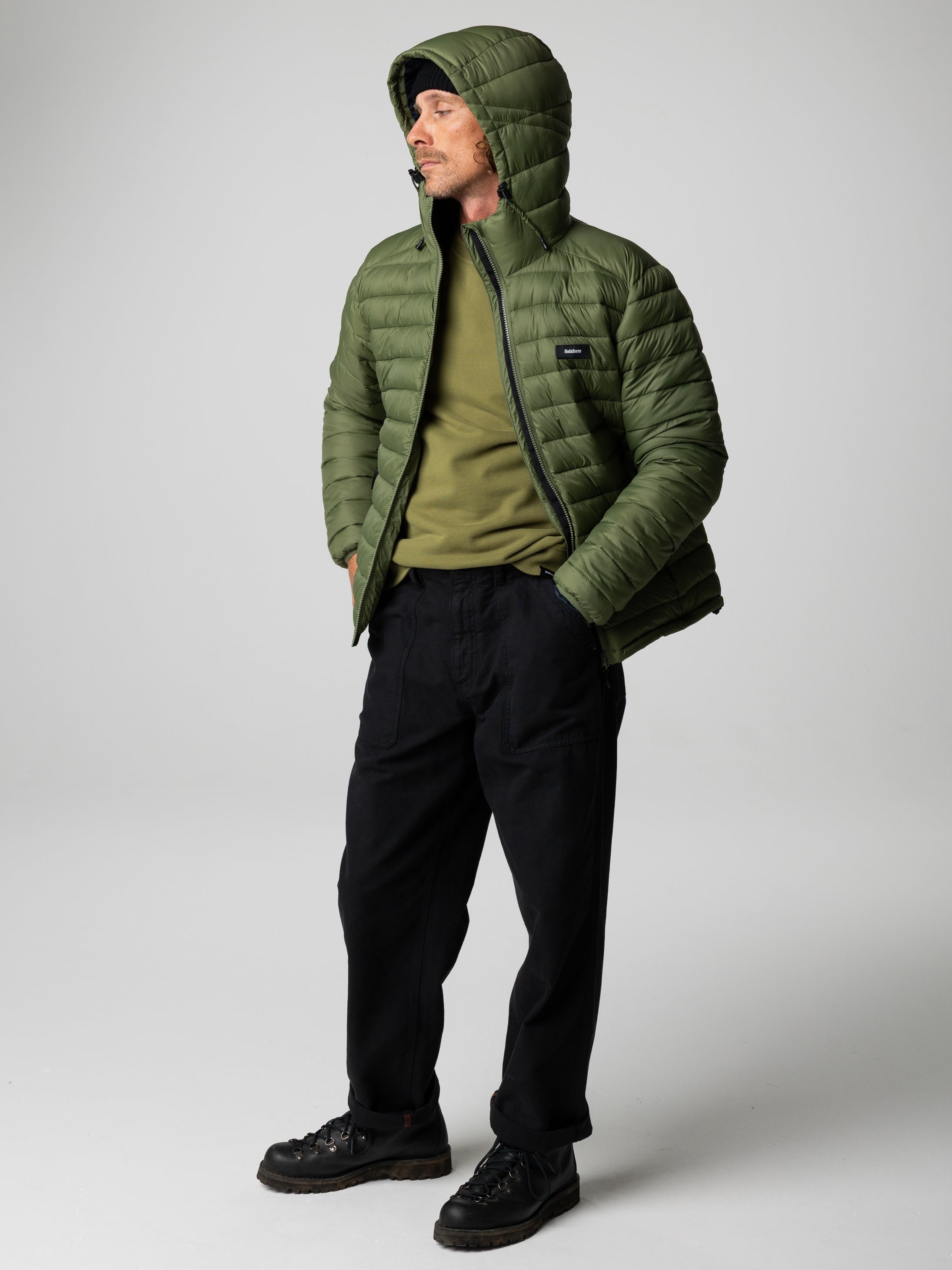Men Recycled Hooded Jacket in Seagrass - Nimbus