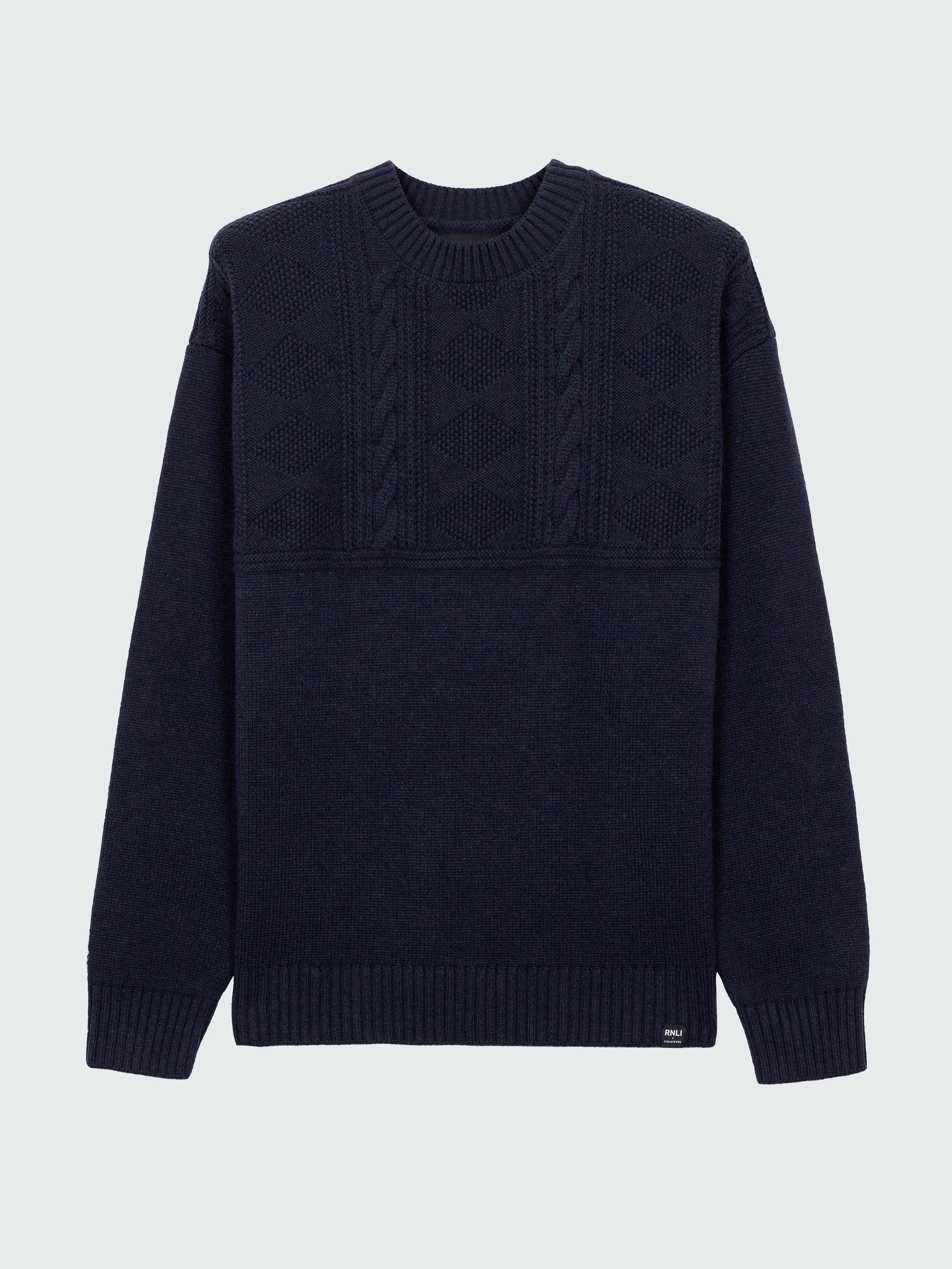 Men Wool Knit Jumper in Navy - Polperro