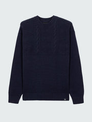 Men Wool Knit Jumper in Navy - Polperro