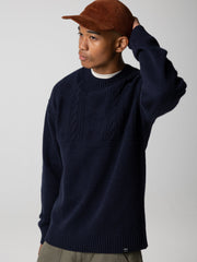 Men Wool Knit Jumper in Navy - Polperro