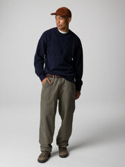Men Wool Knit Jumper in Navy - Polperro