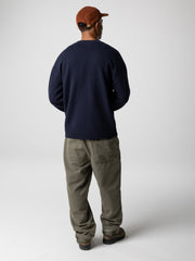 Men Wool Knit Jumper in Navy - Polperro