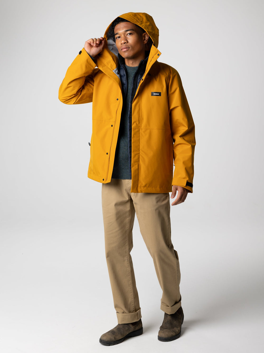 Men Recycled Waterproof Jacket in Buckwheat - Skybird
