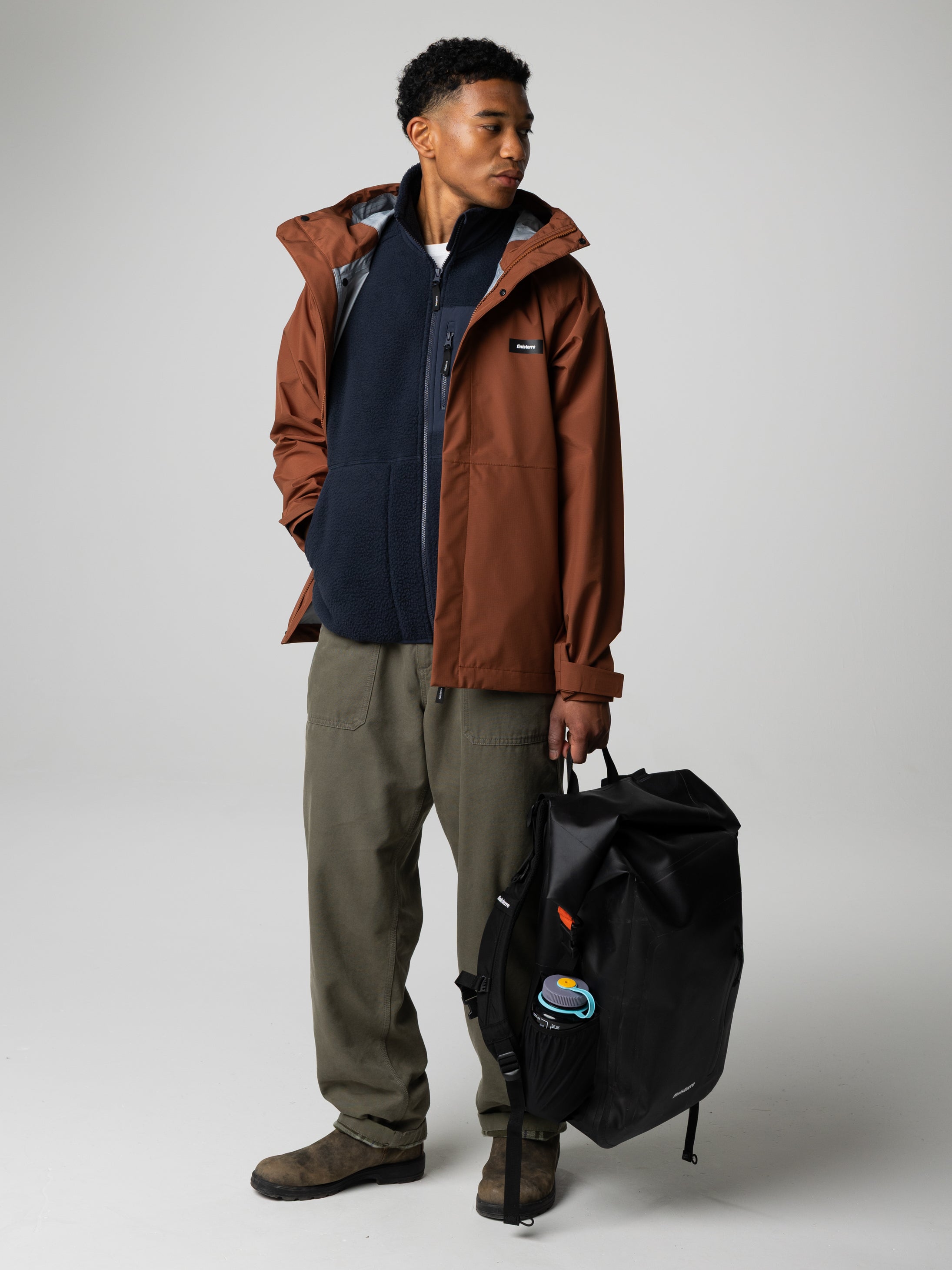 Men Recycled Waterproof Jacket in Pecan - Skybird