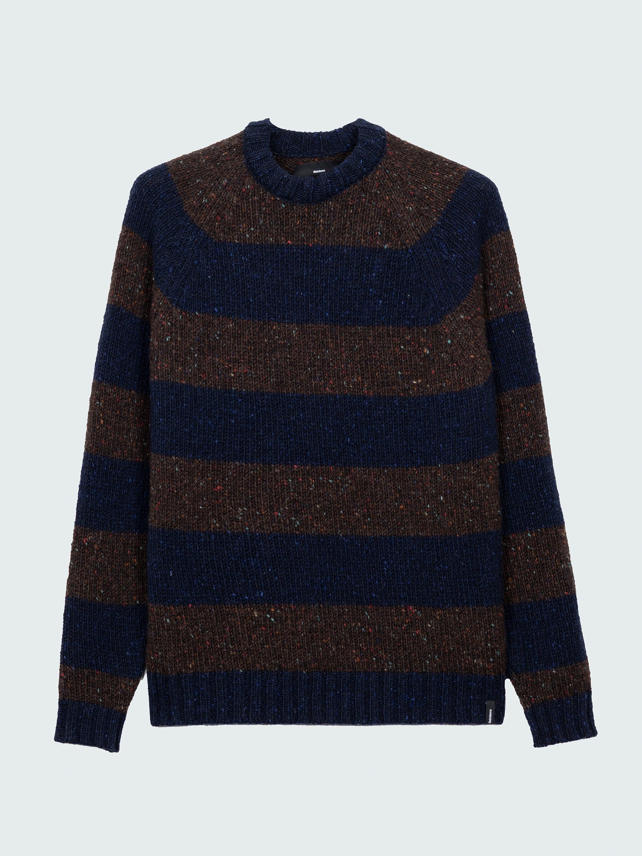 Men Wool Stripe Knit in Navy/Brown - Towans