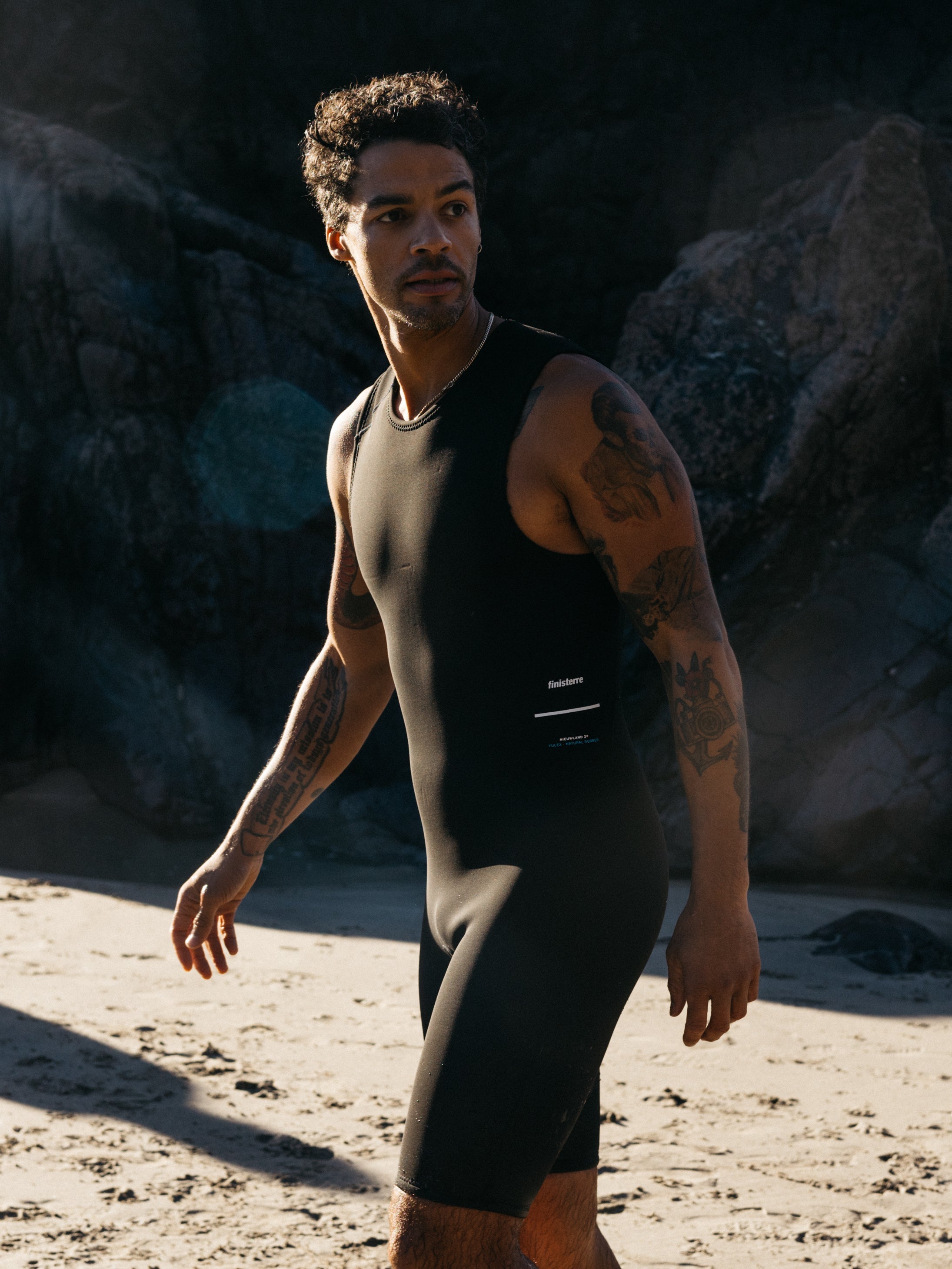 Men Nieuwland Yulex Sleeveless Shorty Wetsuit in Black