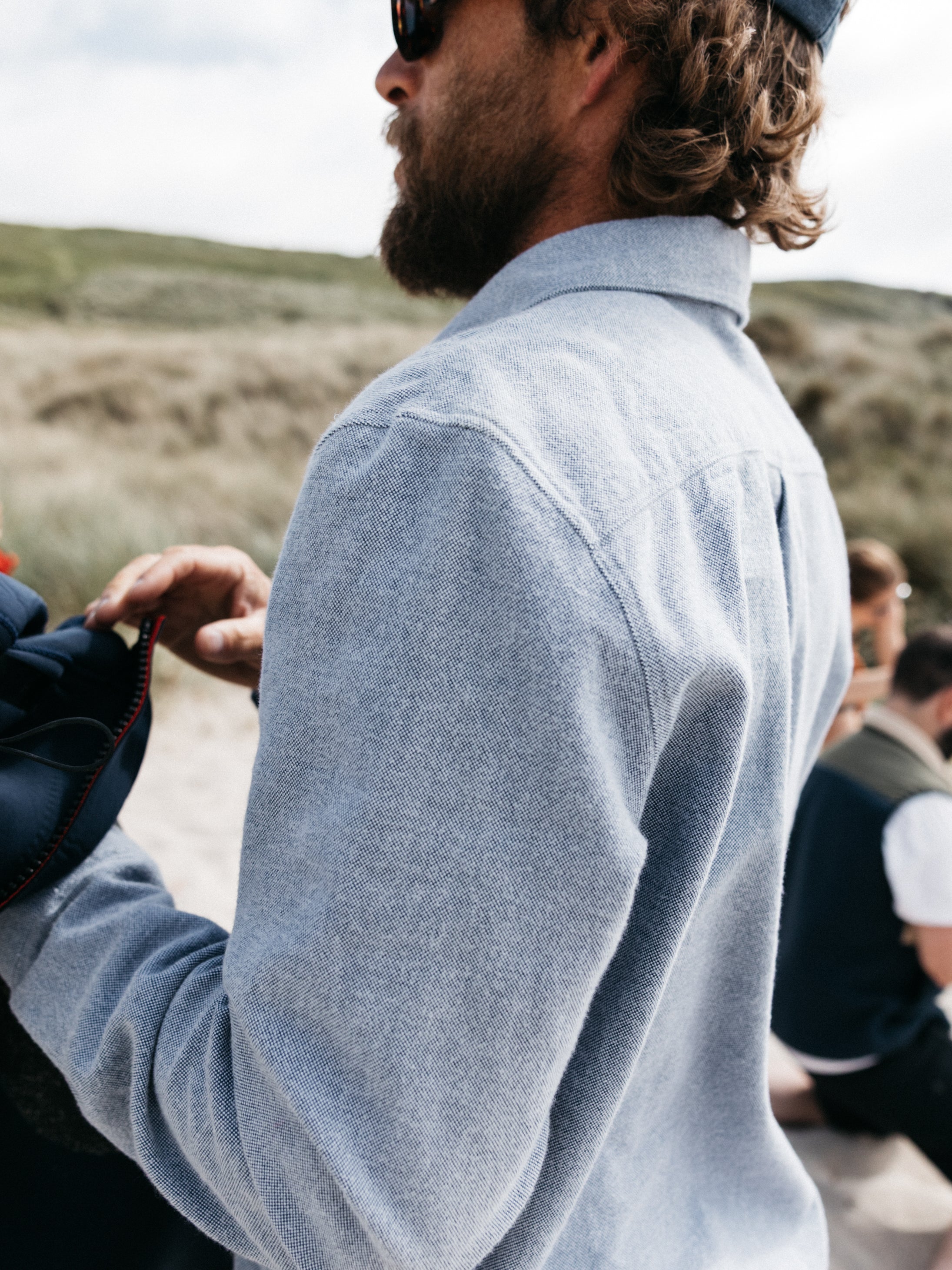 Men Gylly Shirt in Indigo Dobby