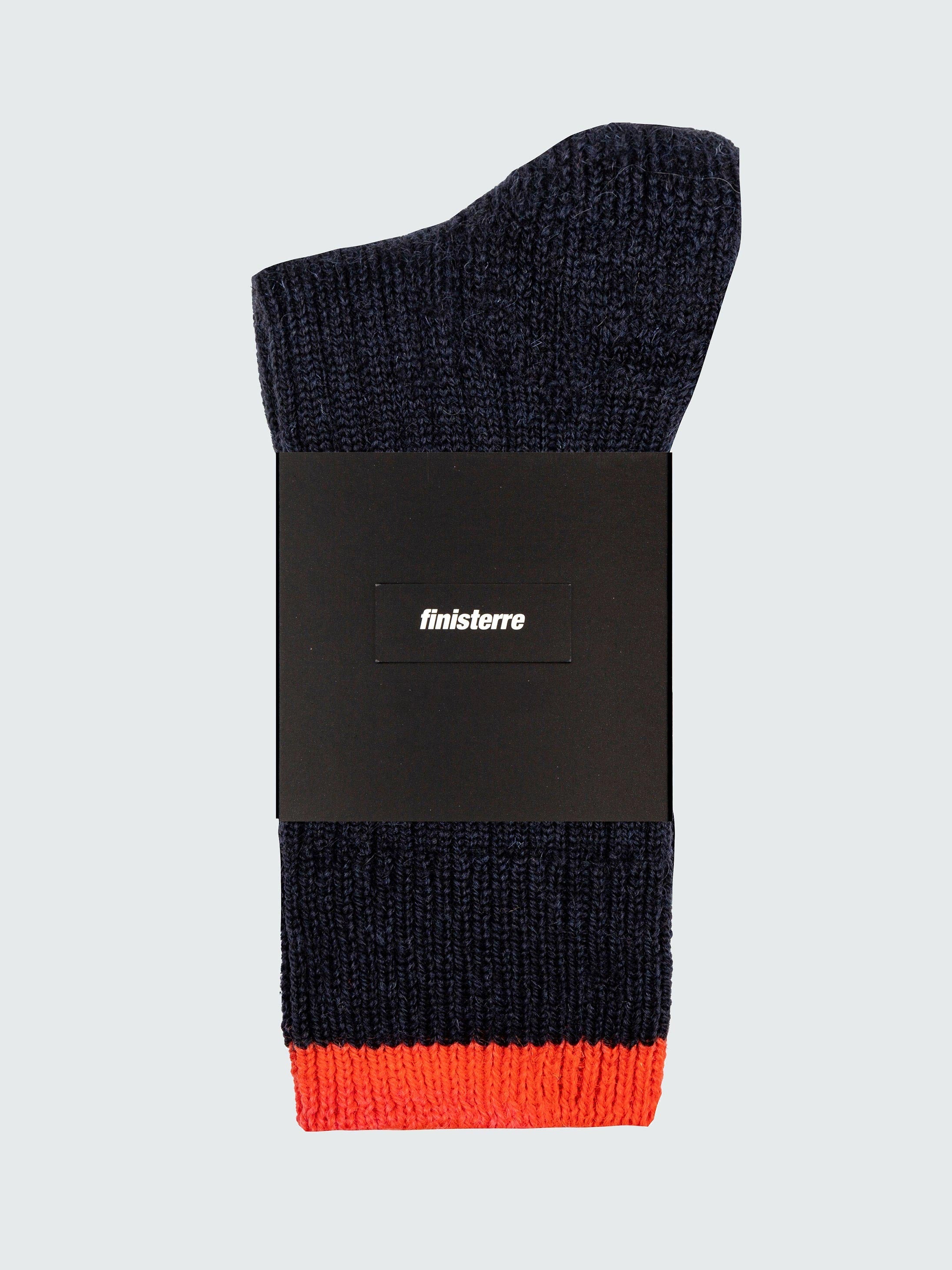 Men/Women Wool Sock in Navy/Bright Flame - Bosun